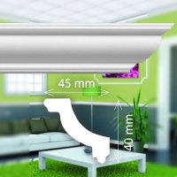 Zierleiste Stuckleiste Zierprofil | O45 (2000 x 45 x 40 mm)